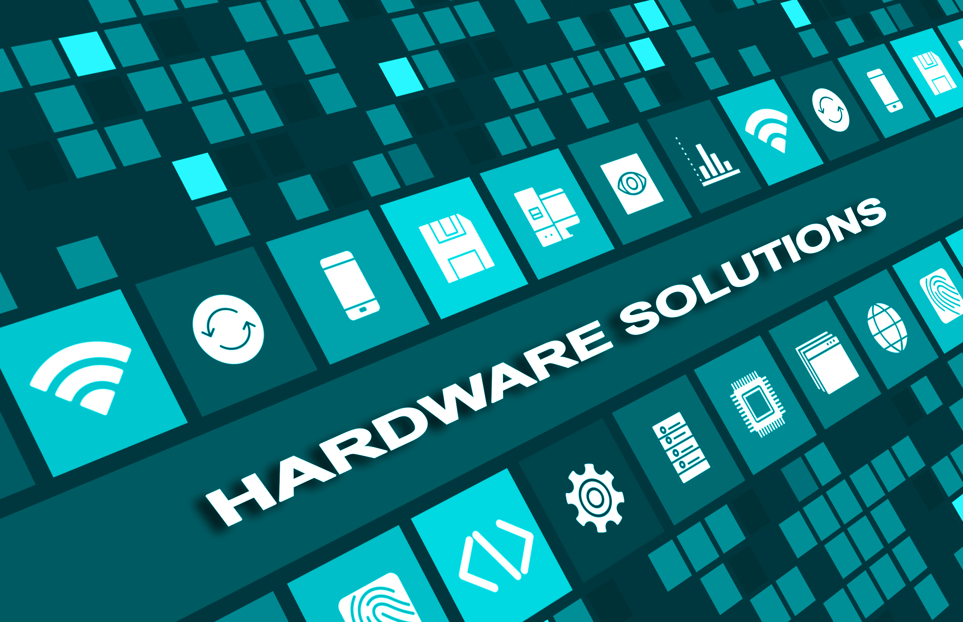 Software concept image with technology icons and copyspace